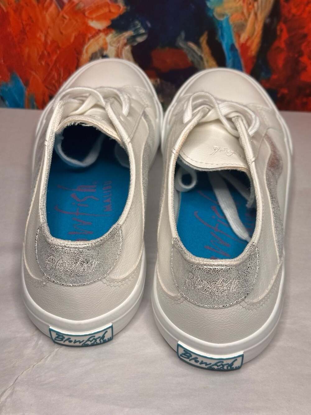 Blowfish Malibu Vice White Ella Silver Wave Low Top Sneakers Size 8 - Picture 3 of 6
